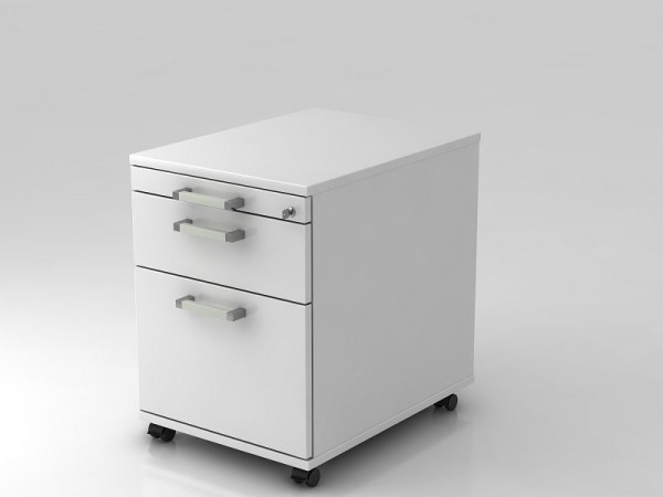 Hammerbacher rolcontainer 58cm, 1 lade, 1HR, slot chroom handgreep wit, 42,8x58x59 cm, 1/3/6 HE, VAC20/W/W/CE