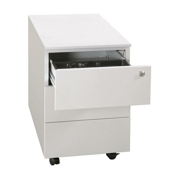 Lüllmann rolcontainer, zijgreeplijst, 3 laden, 620 x 400 x 590 mm, lichtgrijs, 505940