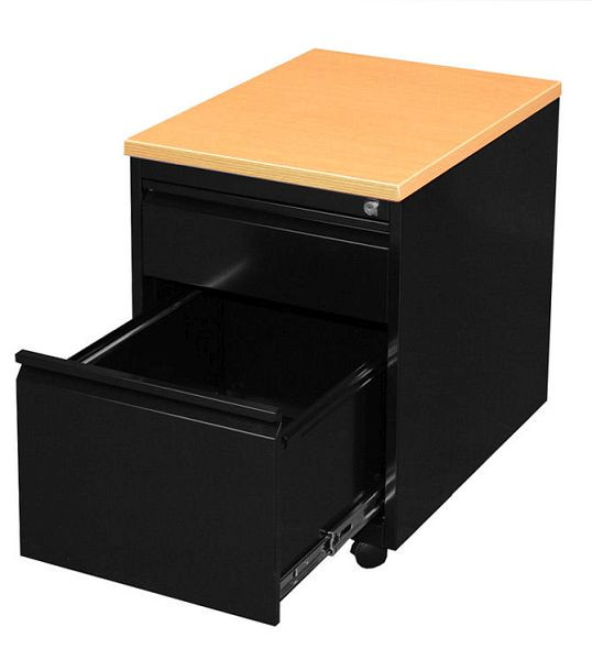 Lüllmann rolcontainer, 620 x 460 x 600 mm, gitzwart/beuken decor, 505201
