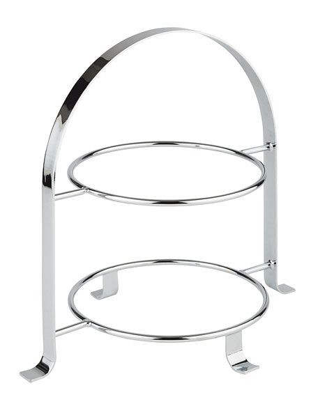 APS serveerrek, 33 x 23,5 cm, hoogte: 30 cm, hardverchroomd metaal, voor 2 borden, binnenring ca. Ø 18 cm, 33214