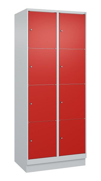 C+P lockerkast Classic PLUS, onderstel, 2 vakken met elk 4 vakken, 1950x800x500mm, 7035/3020, 080020-224 S10002