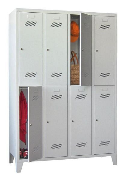 Pavoy Kleider-Schließfachschrank mit Füßen 1850/500/1200, 4b x 2h, Zylinderschloss, Abteilbreite 300, 60260-423-031-910