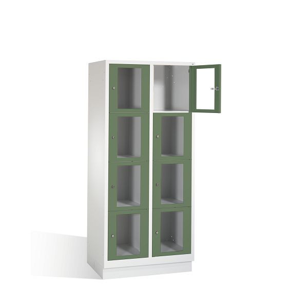 C+P lockerkast Classic, H1800xW810xD500mm, kleur: lichtgrijs / reseda groen, 8020A224 S10005