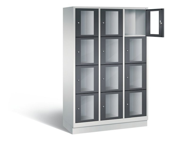 C+P lockerkast Classic, H1800xB1200xD500mm, kleur: lichtgrijs / zwartgrijs, 8020A324 S10006