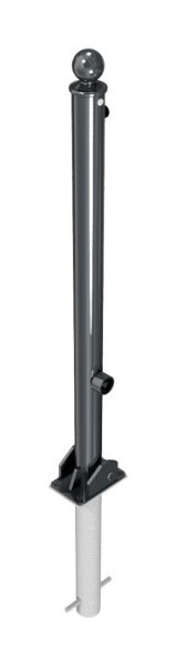 Schake-barrièrestijl paal serie 465B Ø 60 mm, opklapbaar, zelfvergrendelend slot, voor inzetting in beton, thermisch verzinkt, 465FUHB