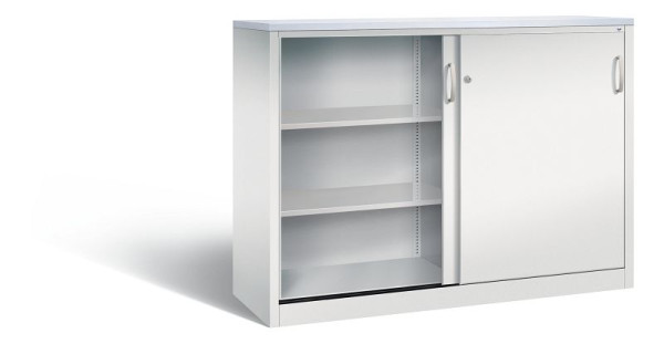 C+P dressoir met schuifdeuren Acurado, H1200xB1600xD500mm, kleur: lichtgrijs, beugelgreep, 3 niveaus, 2157-1200 S10280