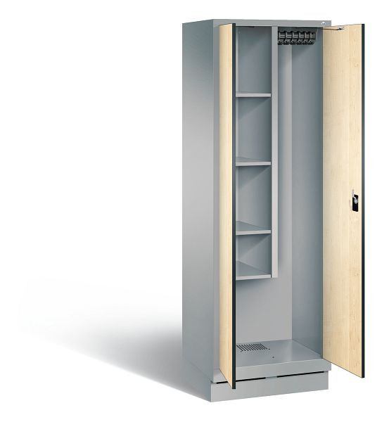 C+P reinigingsmiddelenkast Evolo, H1800xB610xD500mm, kleur: wit aluminium / Donau esdoorn decor, 48120-00 S10175