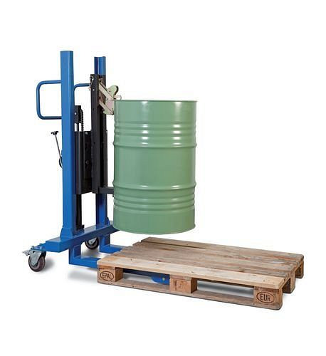 DENIOS vatheffer FL 8-M van staal, smal onderstel, voor 60/200 liter vaten, 181-092