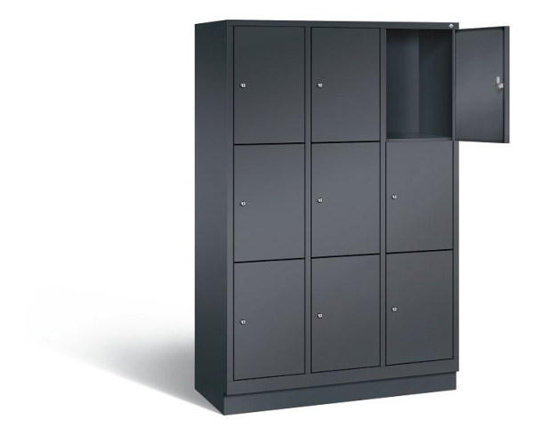 C+P lockerkast Evolo, H1800xB1200xD500mm, kleur: zwart-grijs, 48020-323 S10131