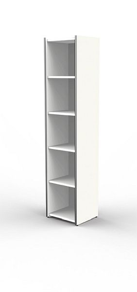 Kerkmann smalle enkele plank, 5 OH, fris, B 410 x D 380 x H 1830 mm, wit, 13443610