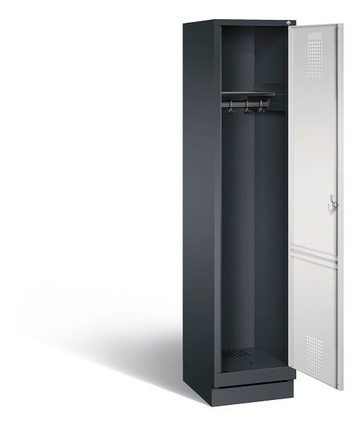 C+P garderobekast Evolo, H1800xB420xD500mm, kleur: zwartgrijs/lichtgrijs, 48020-12 S10030