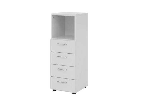 Hammerbacher ladekast 3OH, 4 laden 934S4 BS, romp: grijs / voorkant: grijs, 40x41,7x110 cm (BxDxH), 4 laden, metalen handgreep BS, V934S4/5/5/BS