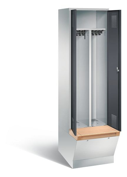 C+P zwart wit kastje Evolo, H2090xW610xD815mm, kleur: lichtgrijs / zwartgrijs, 48056-20 S10291