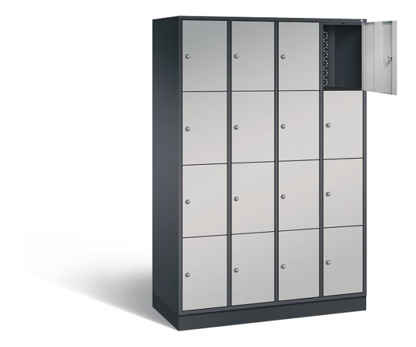 C+P lockerkast Intro, H1950xW1220xD490mm, kleur: zwart-grijs/wit aluminium, 8470-401 S10077