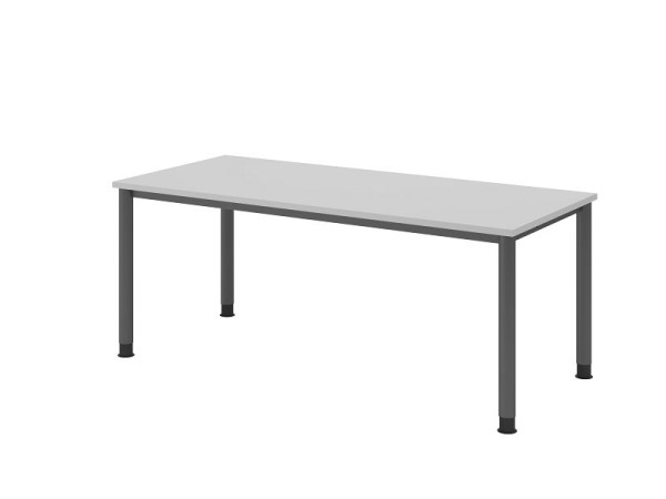Hammerbacher bureau HS19, 180 x 80 cm, blad: grijs, 25 mm dik, 4-poots frame in grafiet, werkhoogte 68,5-81cm, VHS19/5/G