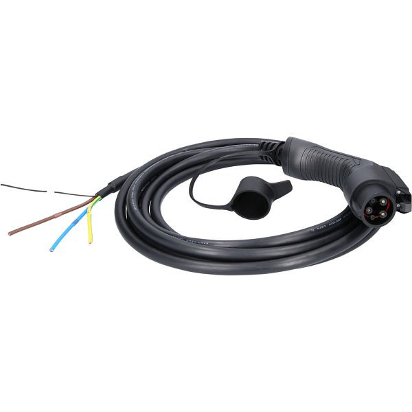 KS Tools laadkabel, recht, open uiteinde / type 1, 7,4 kw, 230 v, 32 a, 5 meter, 117.7225