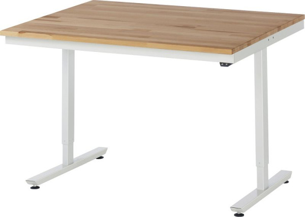 RAU werktafel serie adlatus 150 (elektrisch in hoogte verstelbaar), massief beukenblad, 1250x720-1120x1000 mm, 08-AT-125-100-B