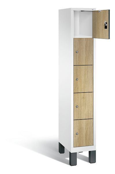 C+P lockerkast Evolo, H1850xB320xD500mm, kleur: verkeerswit / decor eiken Sereno, 48010-105 S10083