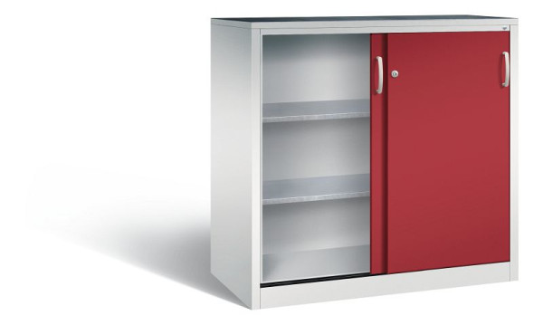 C+P schuifdeurkast Acurado, H1200xB1200xD600mm, kleur: lichtgrijs/robijnrood, beugelgreep, 2067-09 S10027