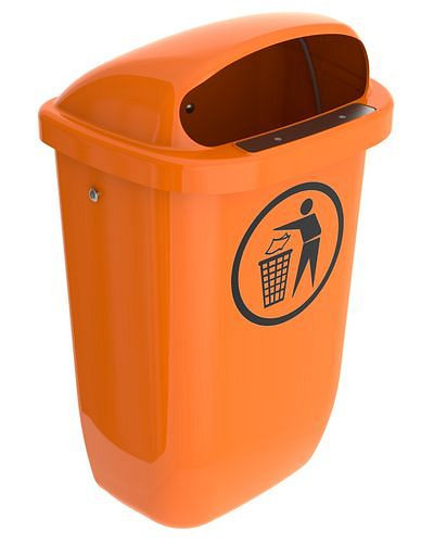 SULO afvalbak van polyethyleen (PE), voor wandmontage, 50 liter inhoud, oranje, 116027