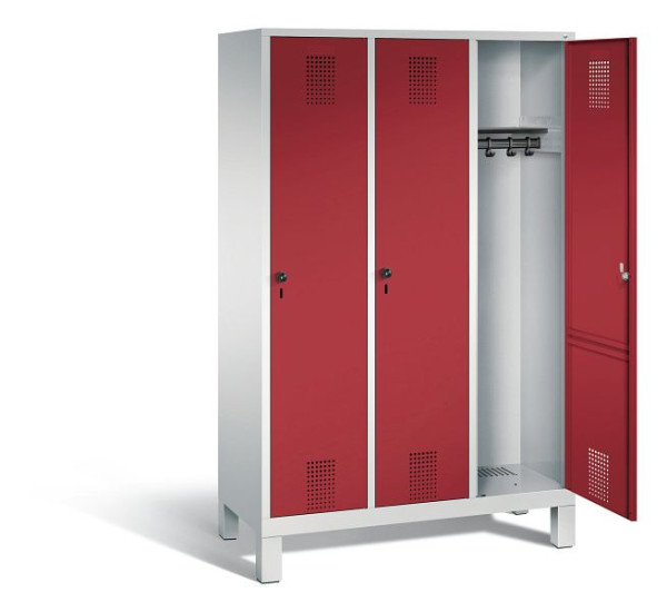 C+P Evolo kleerkast, H1850xB1200xD500mm, kleur: lichtgrijs/robijnrood, 48010-32 S10013