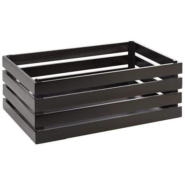 APS houten kist -SUPERBOX-, 55,5 x 35 cm, hoogte: 20 cm, acaciahout, zwart, geschikt voor GN 1/1, 11723