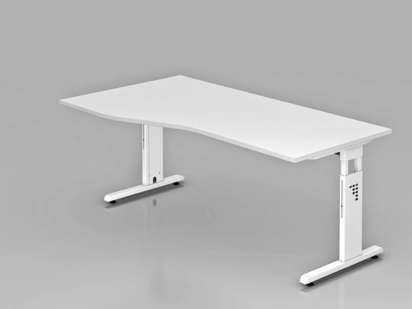 Hammerbacher bureau C-poot 180x100/80cm wit/wit, werkhoogte 65-85 cm, VOS18/W/W