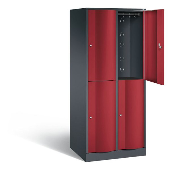 C+P locker dubbellaags XL Resisto, H1950xW772xD640mm, kleur: zwartgrijs/robijnrood, 8270-273 S10034