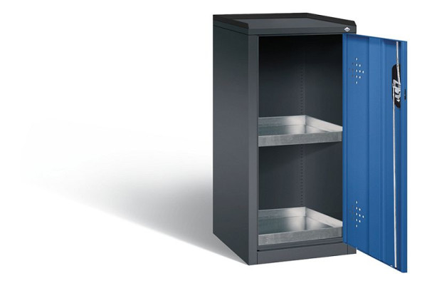 C+P klimaatkast Acurado, H1000xW502xD500mm, kleur: zwartgrijs / gentiaanblauw, verzonken handgreep, 8721-315 S10176