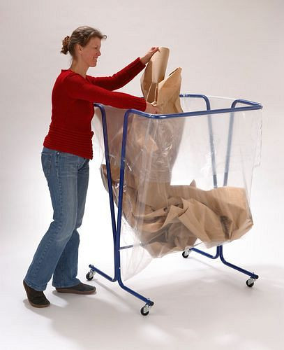 DENIOS afvalzakhouder 600 liter, verrijdbaar, blauw, 265-636