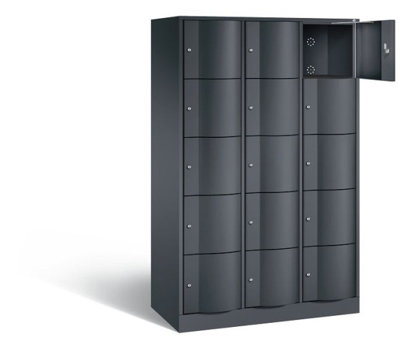 C+P lockerkast Resisto, H1950xB1148xD540mm, kleur: zwart-grijs, 8570-372 S10136