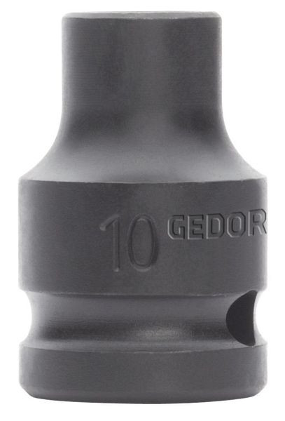GEDORE rode powerschroevendraaierinzet 1/2", kort 6-kant SW10mm, lengte 38mm, 3300525