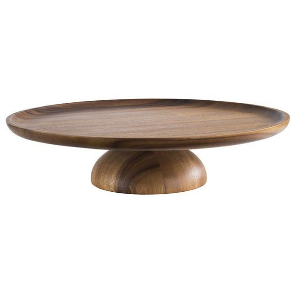 APS serveer- en taartbord, Ø 33 cm, hoogte: 8 cm, acaciahout, meubelvriendelijke bodem, -ACACIA-, 33294