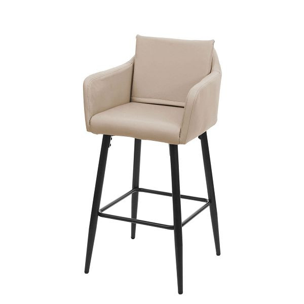 Mendler barkruk HWC-H93, barkruk tegenkruk, metalen voetsteun, imitatieleer taupe-beige, 74750