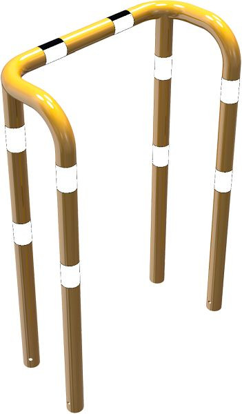 Schake-stootbeschermbeugel dubbele stang stalen buis Ø 76 mm geel/zwart, totale breedte: 1000 mm, hoogte boven de grond: 1150 mm, voor inzetting in beton, 477_71BG