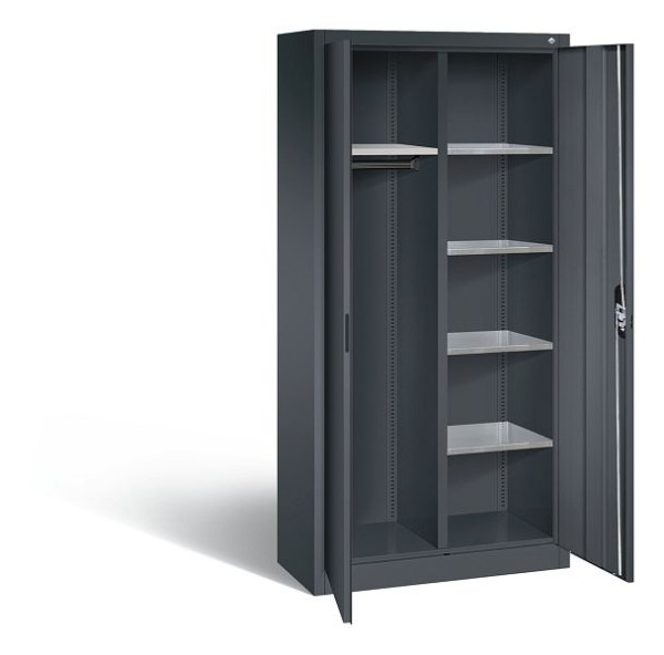 C+P archief/garderobekast Acurado, H1950xB930xD400mm, kleur: zwart-grijs, verzonken handgreep, 8920-312 S10186