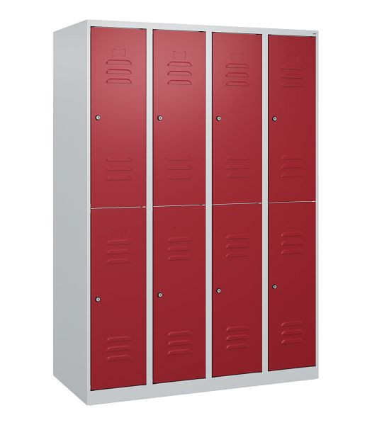 C+P Doppelstöckiger Spind Classic PLUS, 4 Abteile, 1700x1200x500mm, 7035/3003, Zylinderschlösser, 0803007-40 S10014
