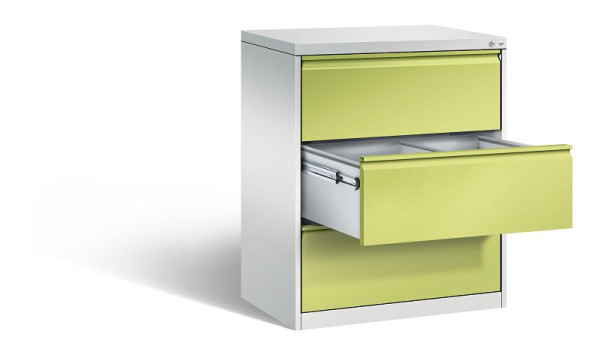C+P hangende archiefkast Acurado, H1045xB787xD590mm, kleur: lichtgrijs / virid groen, handgreep, 12923-312 S10121