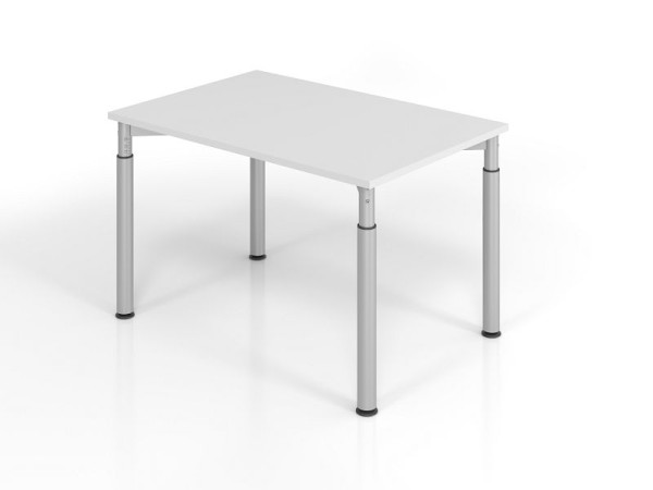 Hammerbacher bureau YS12, 120 x 80 cm, blad: grijs, 25 mm dik, ABS dikke rand, rechthoekige vorm, zilver, VYS12/5/S