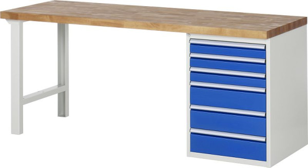 RAU werkbank serie 7000 - modulair ontwerp, onderbouwbak (6x laden), 2000x840x700 mm, 03-7515A1-207B4S.11