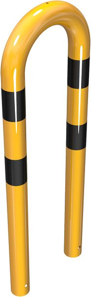 Schak-stootbeschermingsstang stalen buis Ø 76 mm geel/zwart, totale breedte: 400 mm, hoogte boven de grond: 650 mm, voor inzetting in beton, 477_04BG