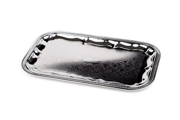 APS GN 1/1 partybord, 53 x 32,5 cm, metaal, vernikkeld en glanzend verchroomd, gefreesde binnenkant, rolrand, VE 48, 00394