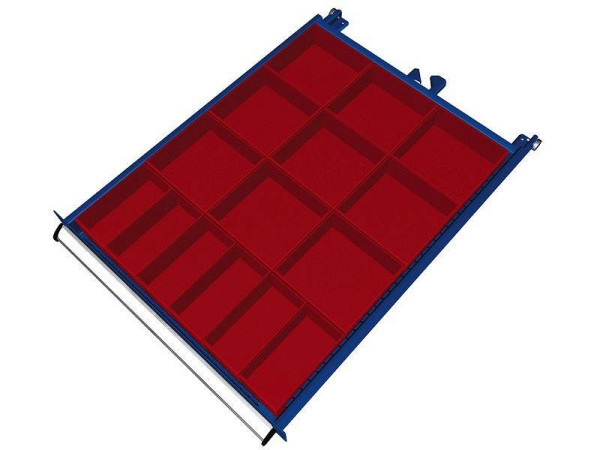 KLW scheidingsmateriaalset voor laden vanaf vakhoogte 75 mm (kasthoogte 52 mm) in SEB kast, kastmaat 572 x 750 mm B x D, SEB-B10-052