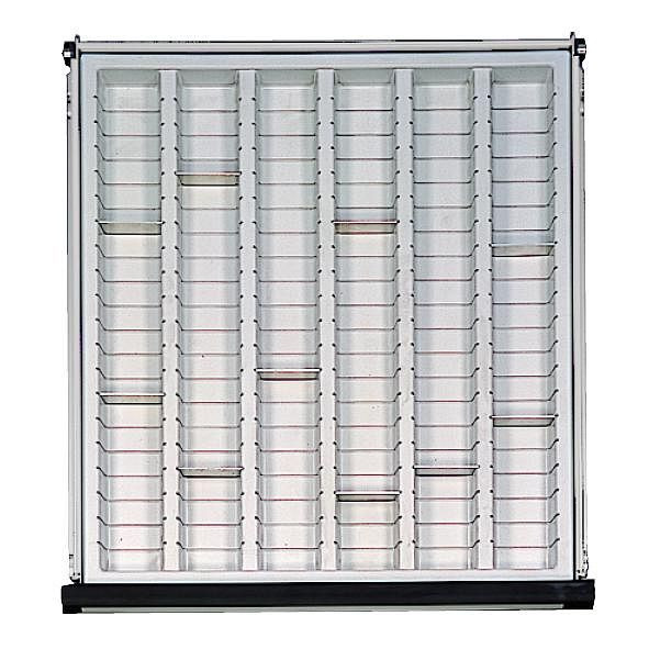 ANKE kunststof inzetstuk met 6 holtes; voor lade 500 x 540 mm (BxD); vanaf voorkant hoogte 90 mm; met 10 compartimenten, 903.073