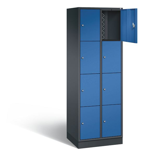C+P lockerkast Intro, H1950xB620xD490mm, kleur: zwartgrijs / gentiaanblauw, 8470-201 S10169