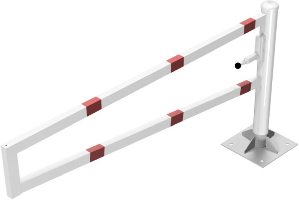 Schake draaibaanbarrière, met zelfsluitend slot 2,00m voor hangslot, draaipaal: Ø 102mm, slagboomarm: 60x40mm, 4013_20VBP