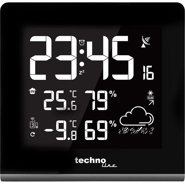 Technoline weerstation, radioklok DCF-77 met handmatige instelmogelijkheid, afmetingen: 165 x 170 x 26 mm, WS 9065