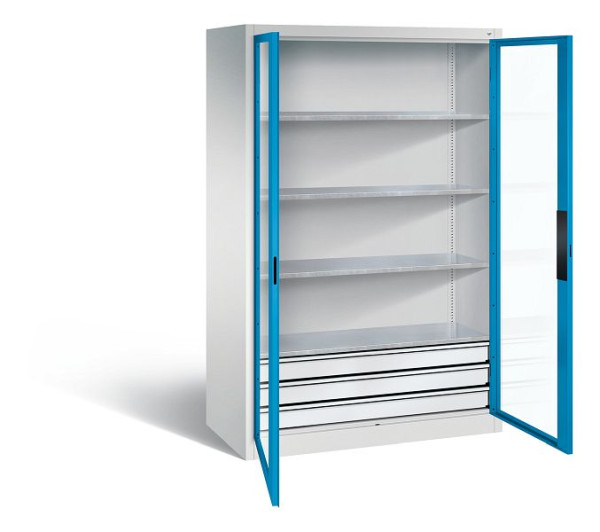 C+P gereedschapskast Acurado, H1950xB1200xD600mm, kleur: lichtgrijs/lichtblauw, verzonken handgreep, 8932-5532 S10005