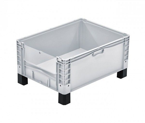 ALPHA Eurocontainer gesloten 800x600x320 mm met uitneemklep en voeten, 2606-GR
