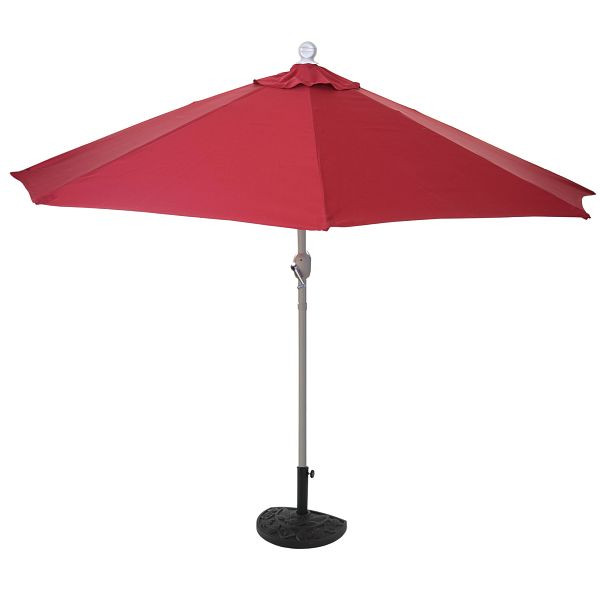 Mendler parasol halfrond Parla, halve parasol balkonparasol, UV 50+ polyester/aluminium 3kg, 300cm bordeaux met standaard, 35136+35128